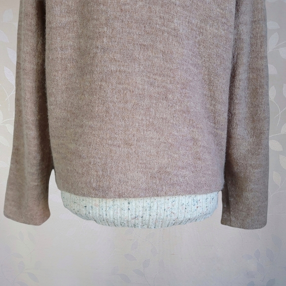 For Cynthia Cozy Wool Moto Buckle Zip Front Jacket Marled Beige Tan Petite Large - Picture 13 of 16